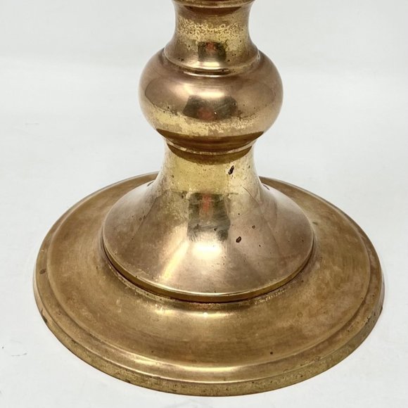 Candleholder Vintage Large Heavy Solid Brass Rustic Boho Country Pillar Style - Picture 3 of 9